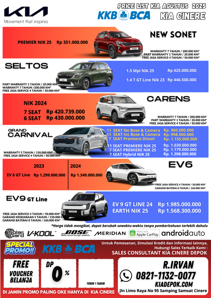 Price List KIA Agustus KKB BCA